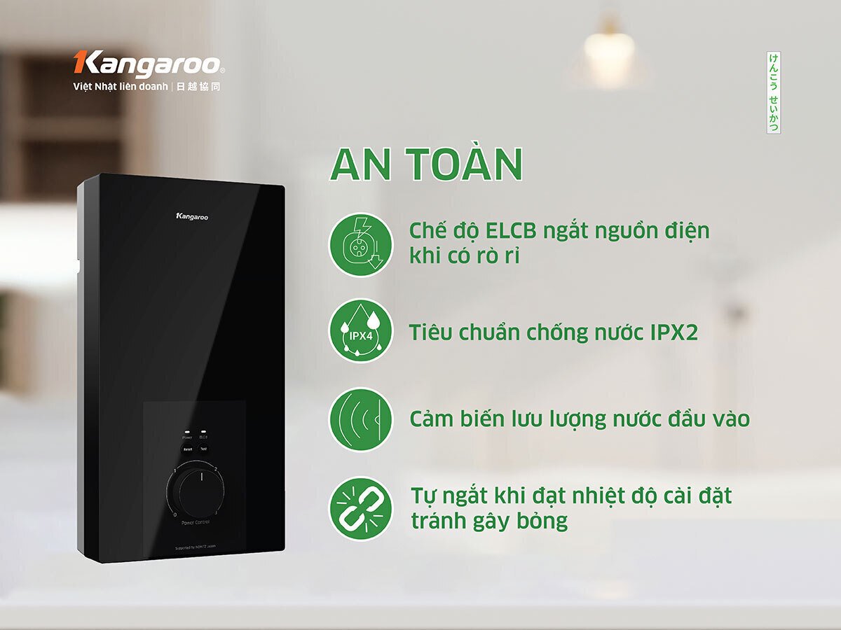 máy nước nóng trực tiếp kangaroo 4500w kgwd45n2