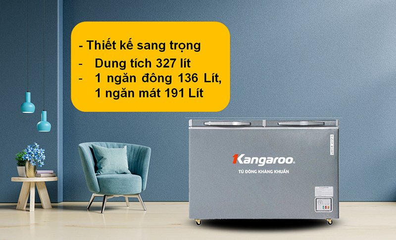 tủ đông mát kangaroo 327 lít kgfz389ng2