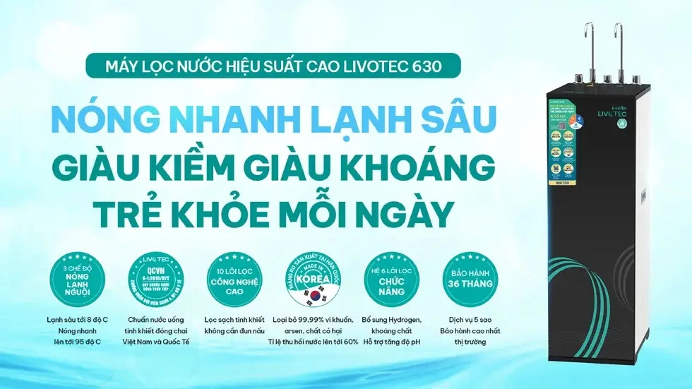 máy lọc nước nóng lạnh livotec 630