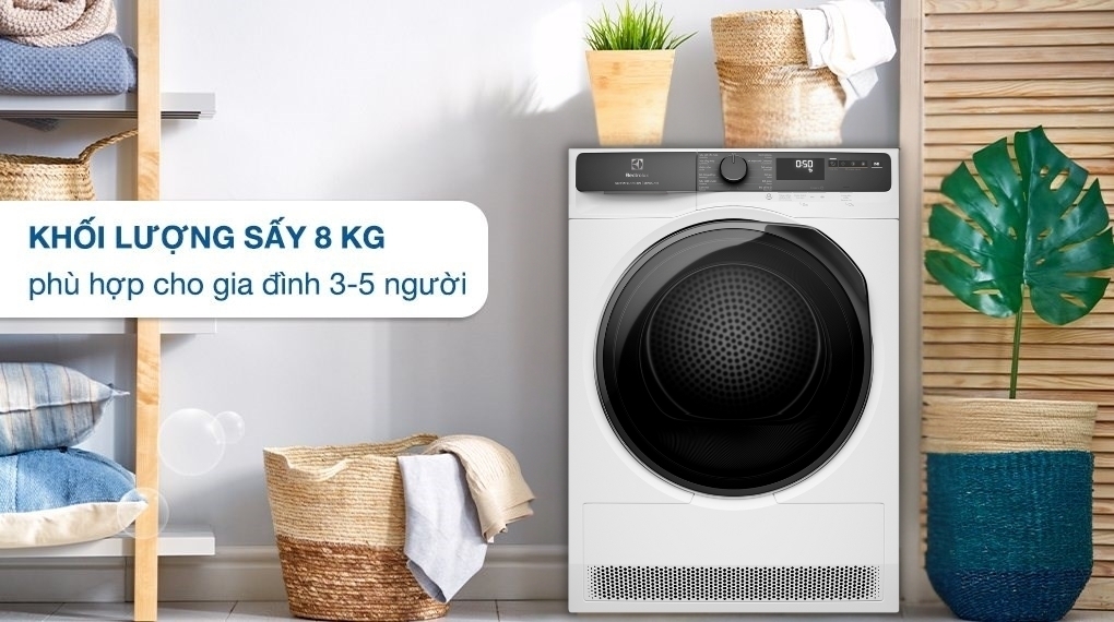 máy sấy bơm nhiệt electrolux ultimatecare 8 kg edh803j5wc