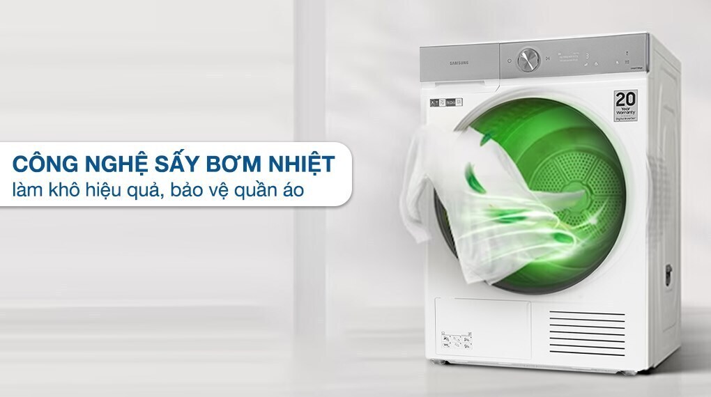 máy sấy bơm nhiệt samsung bespoke ai 9 kg dv90bb9440gh/sv