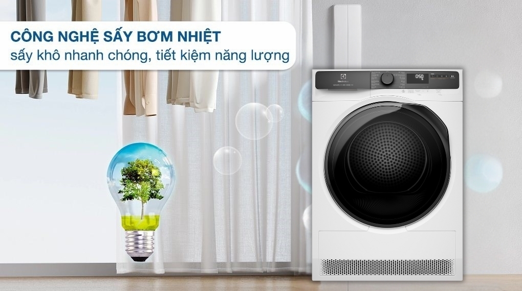 máy sấy bơm nhiệt electrolux ultimatecare 8 kg edh803j5wc