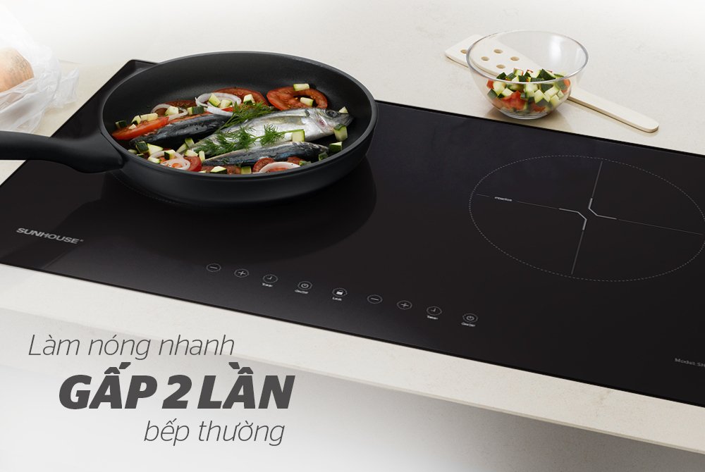 bếp đôi điện từ sunhouse shb8100