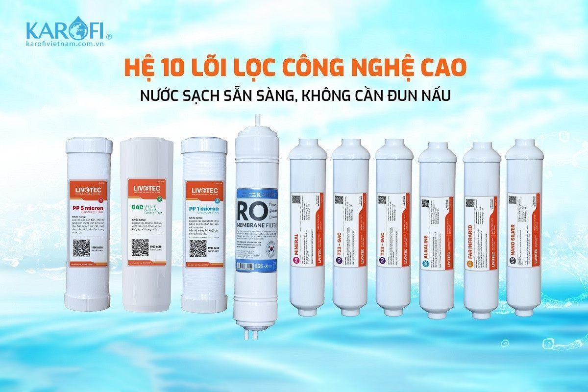 máy lọc nước karofi 10 cấp lọc livotec 606