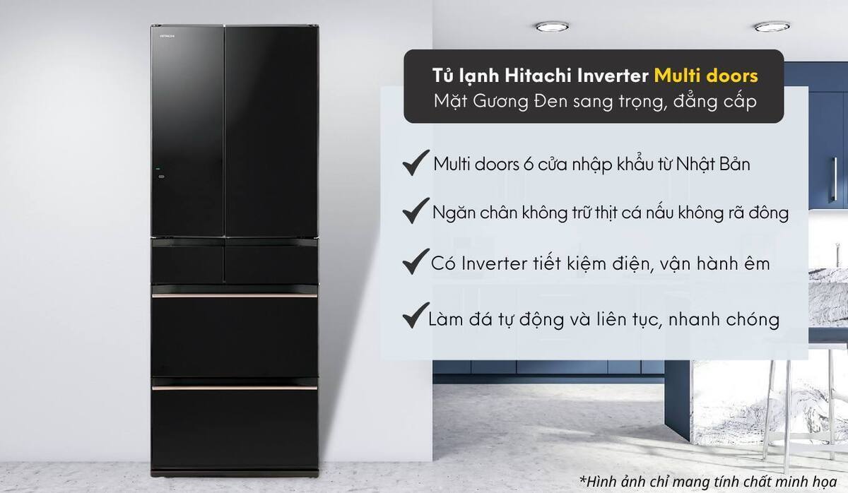 tủ lạnh hitachi inverter 617 lít multi door r-hw620rv(xk)