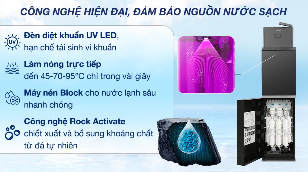 máy lọc nước ro nóng nguội lạnh toshiba twp-w2399svn(m) 10 lõi