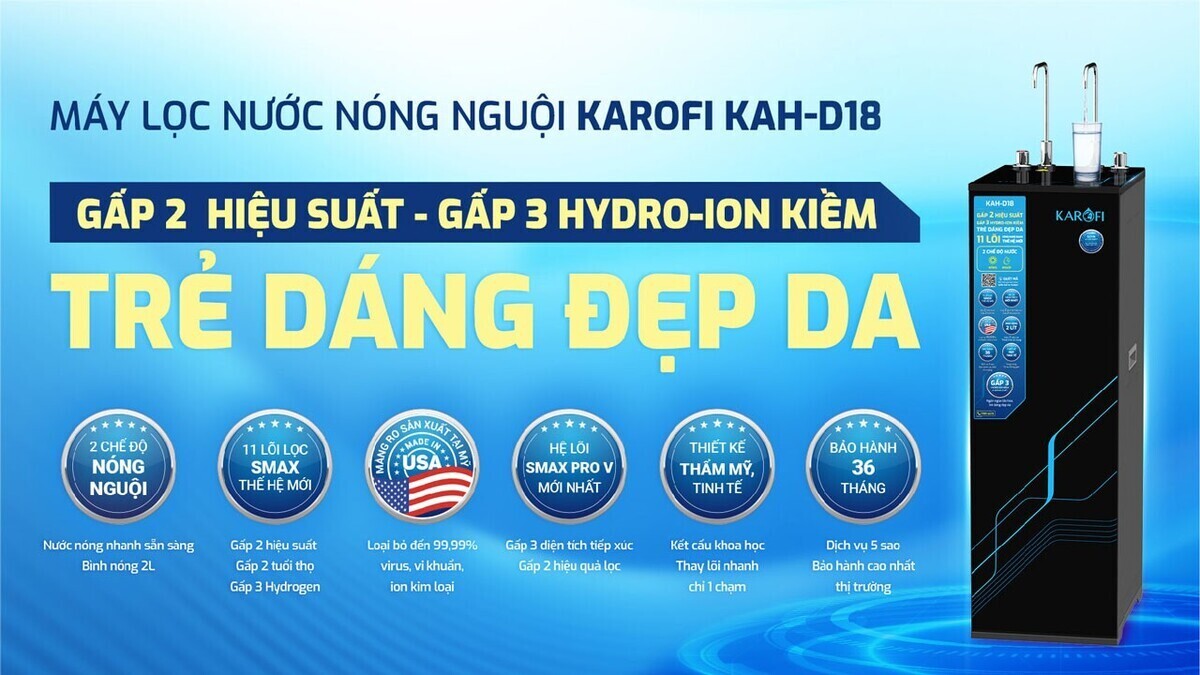 máy lọc nước nóng nguội karofi kah-d18