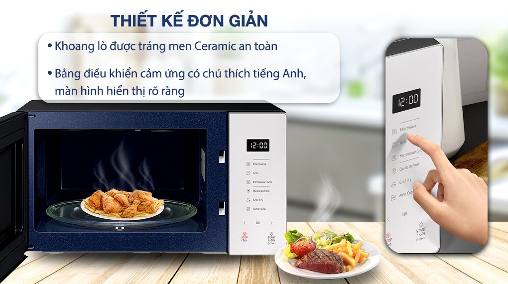 lò vi sóng có nướng samsung mg23t5018ce/sv 23 lít