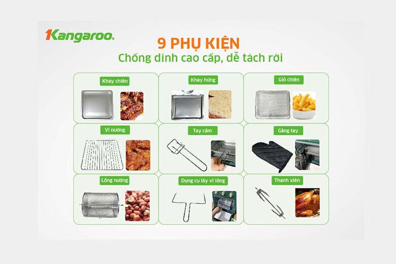 lò chiên không dầu 15 lít kangaroo kg15af3a