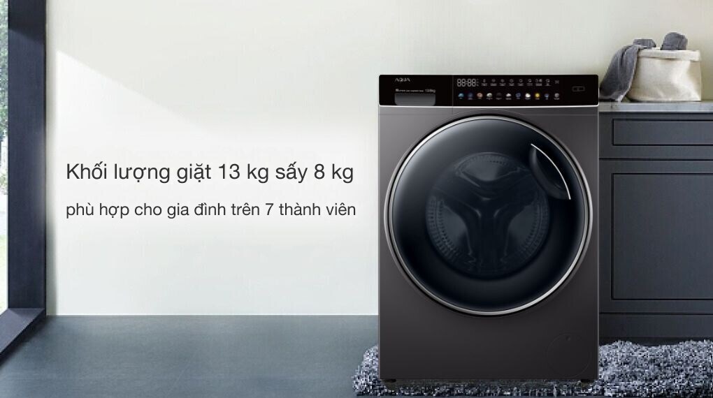 máy giặt sấy aqua inverter giặt 13 kg - sấy 8 kg aqd-dh1300h ps