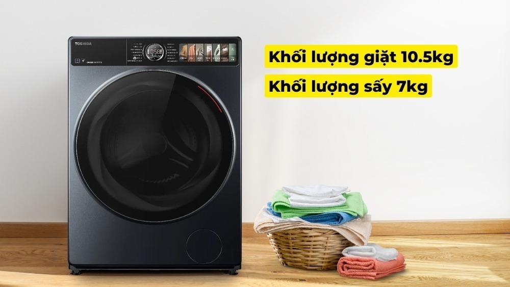 máy giặt sấy toshiba inverter giặt 10.5 kg - sấy 7 kg twd-t27bzp115mwv(mg)