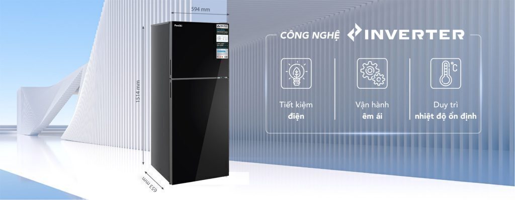 tủ lạnh cánh kính funiki inverter hr t8286gb 286 lít