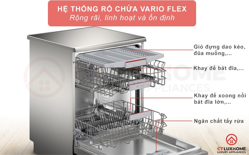 máy rửa bát độc lập bosch sms4emi01e serie 4 14 bộ