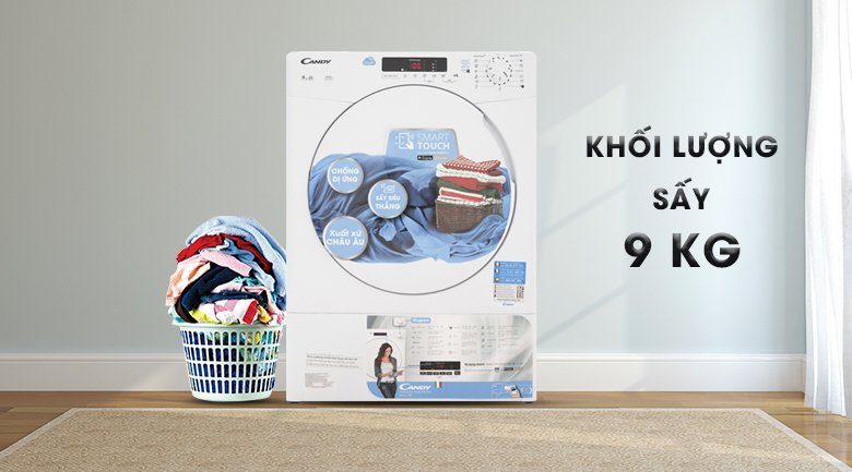 máy sấy thông hơi candy 9.0kg cse v9df-s