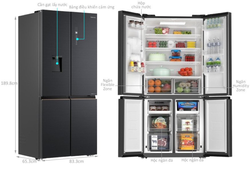 tủ lạnh toshiba inverter 515 lít gr-rf675wi-pmv(06)-mg