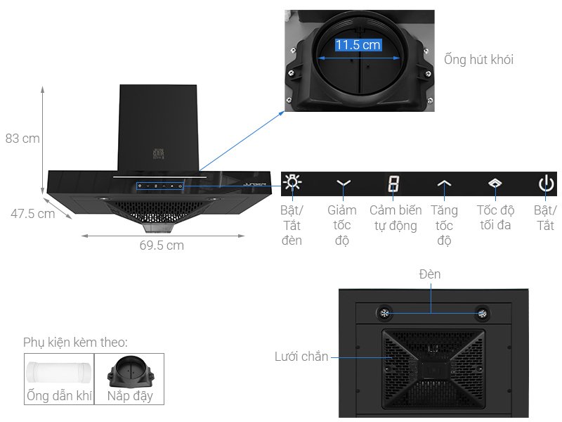 máy hút mùi junger 70cm hrj-701