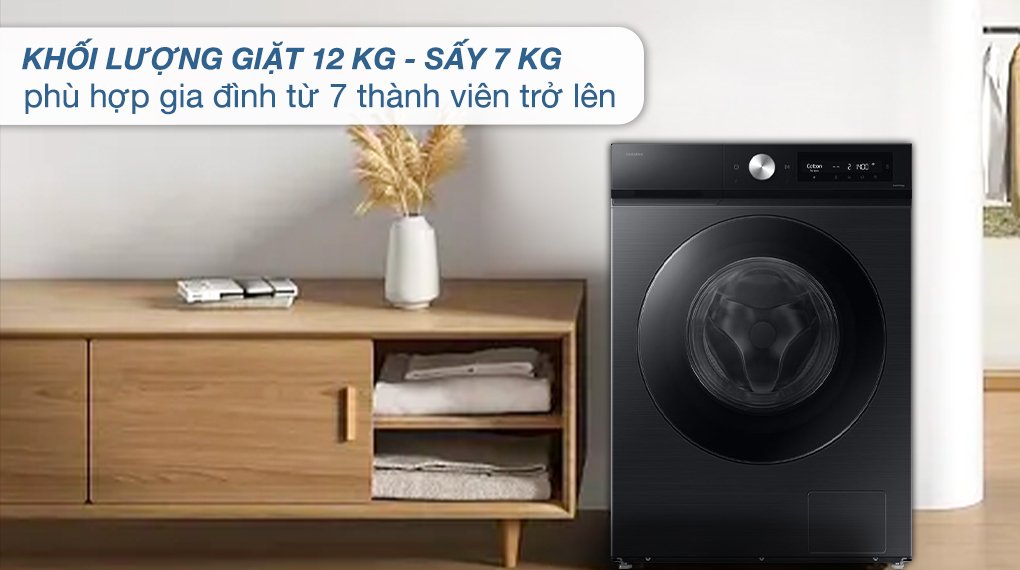 máy giặt sấy samsung bespoke inverter giặt 12 kg - sấy 7 kg wd12db7b85gbsv