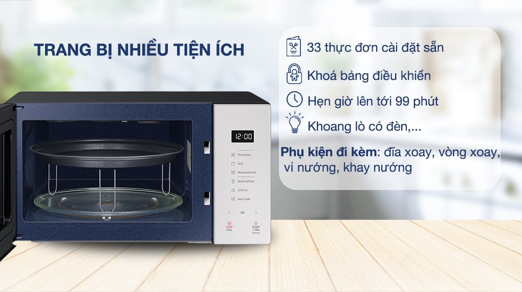 lò vi sóng có nướng samsung mg23t5018ce/sv 23 lít