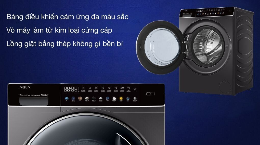 máy giặt sấy aqua inverter giặt 13 kg - sấy 8 kg aqd-dh1300h ps