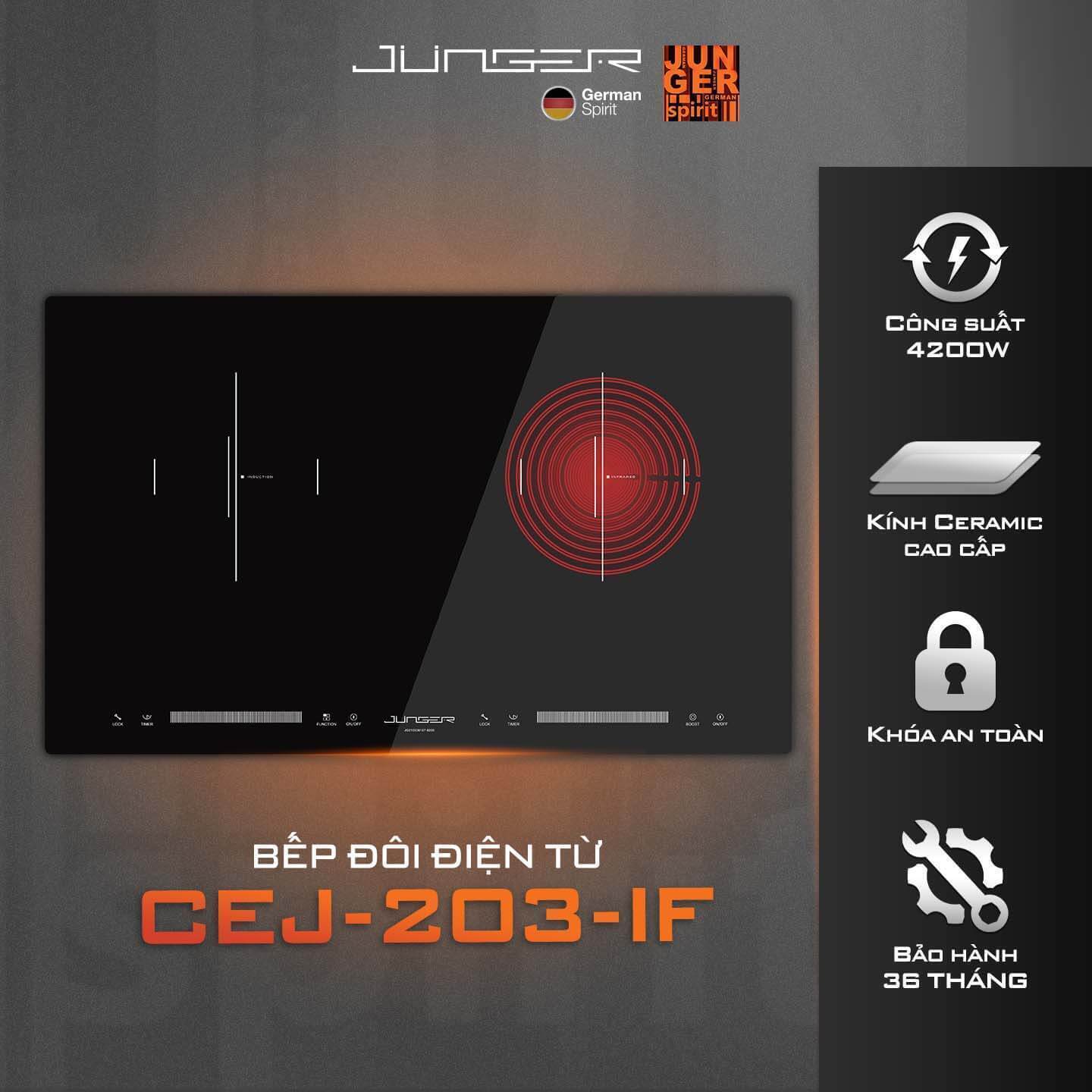 bếp điện từ hồng ngoại junger cej-203-if