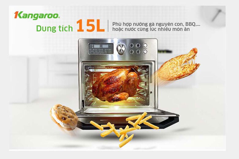 lò chiên không dầu 15 lít kangaroo kg15af3a