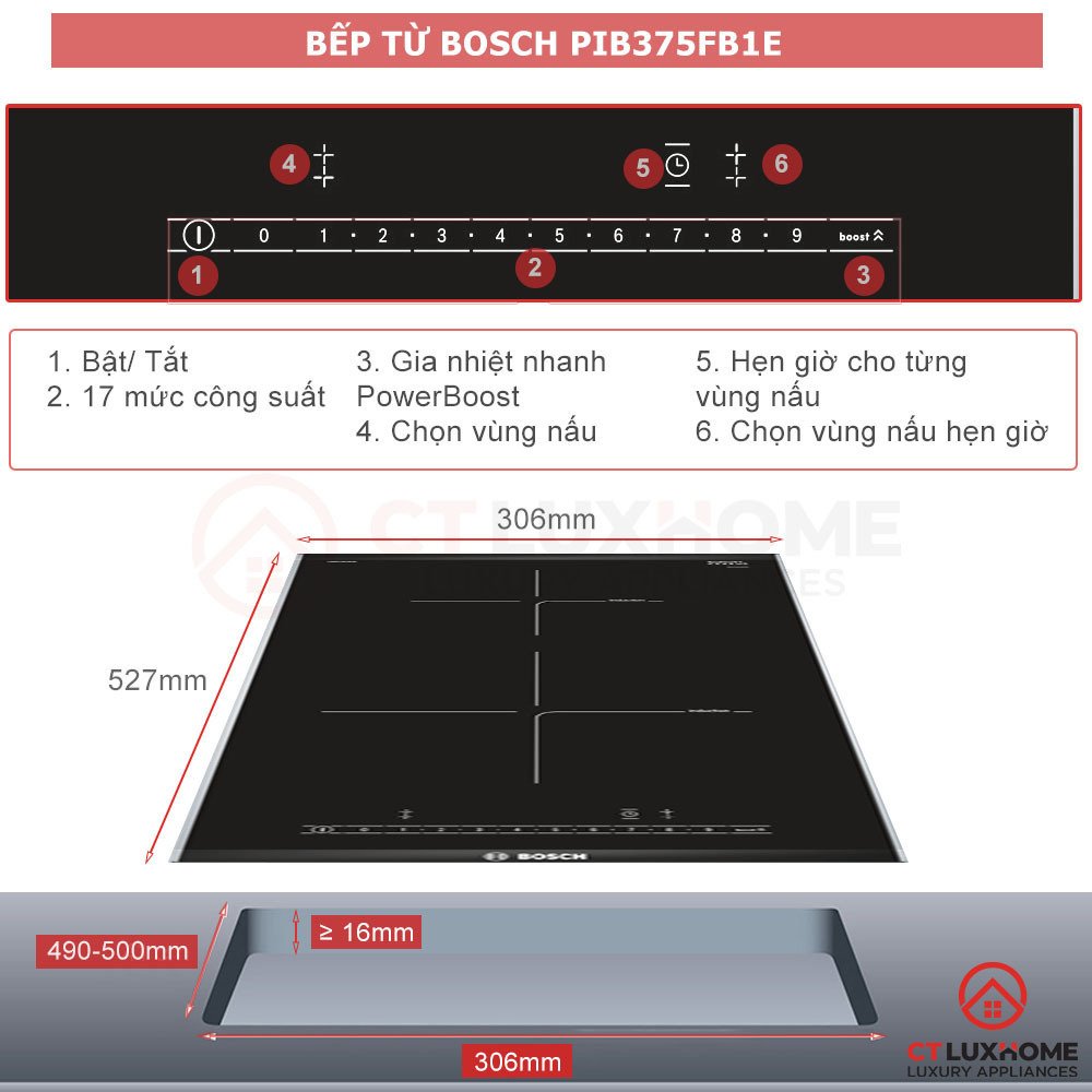 bếp từ domino bosch pib375fb1e serie 6