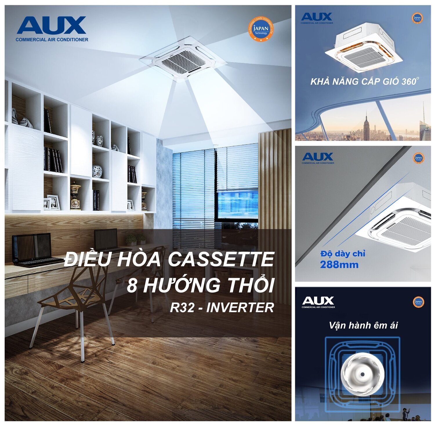 máy lạnh âm trần aux 18000 btu inverter alca-c18/4dr3yab