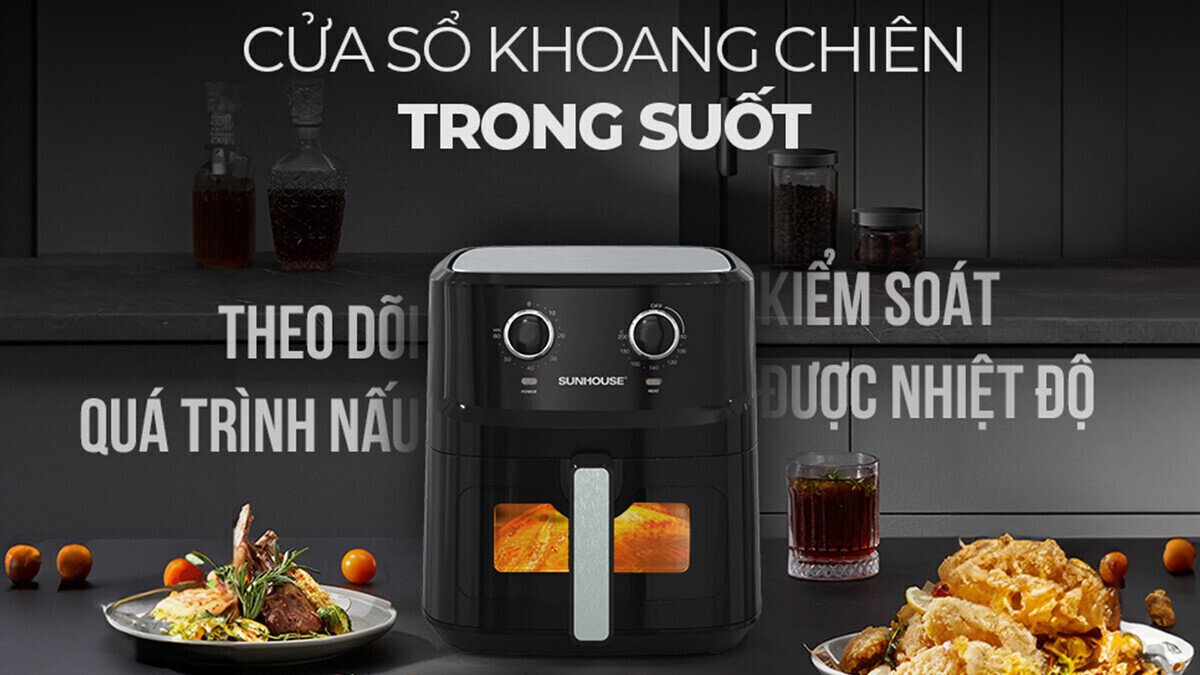 nồi chiên không dầu 6,5l sunhouse shd4030