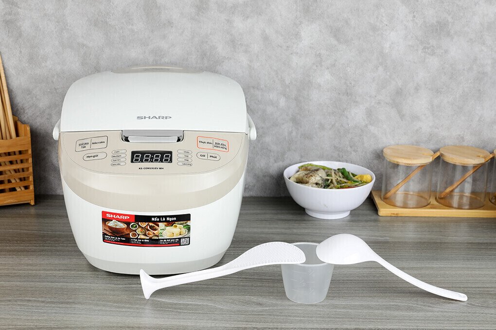 nồi cơm điện tử 1.8l sharp ks-com191ev-wh