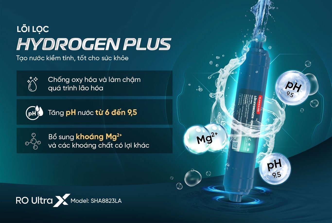 máy lọc nước ro sunhouse sha8823la ion kiềm hydrogen 11 lõi