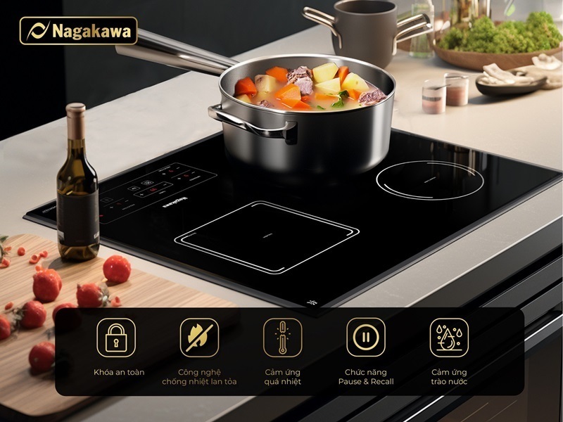 bếp ba 2 điện từ 1 hồng ngoại nagakawa nag1253m