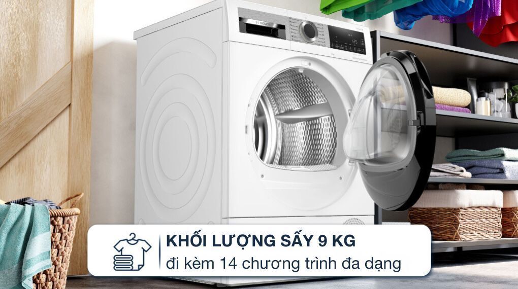 máy sấy bơm nhiệt bosch 9 kg wqg24570sg