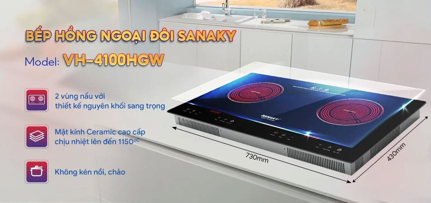 bếp hồng ngoại đôi sanaky vh-4100hgw