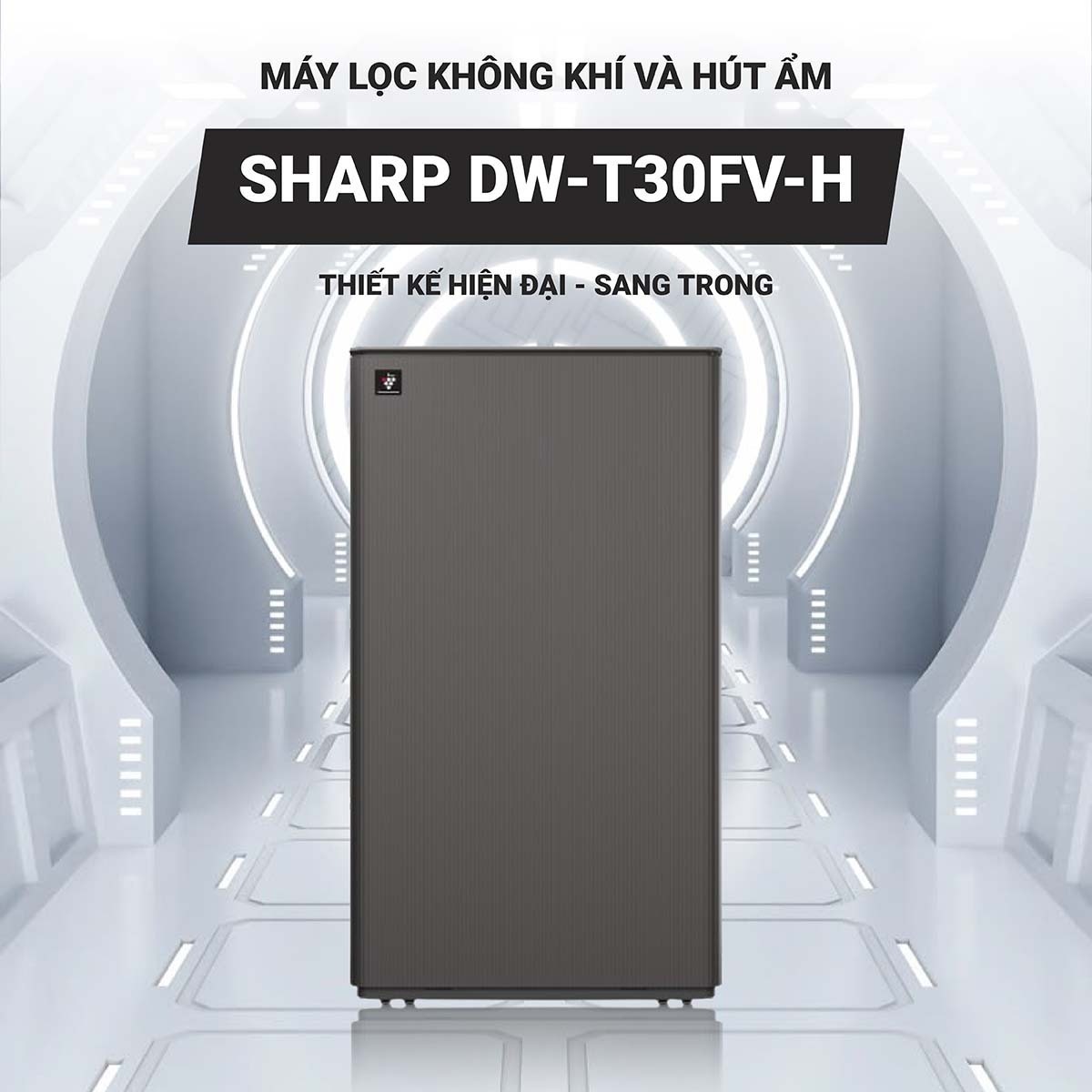máy hút ẩm kết hợp lọc khí 30l sharp dw-t30fv-h