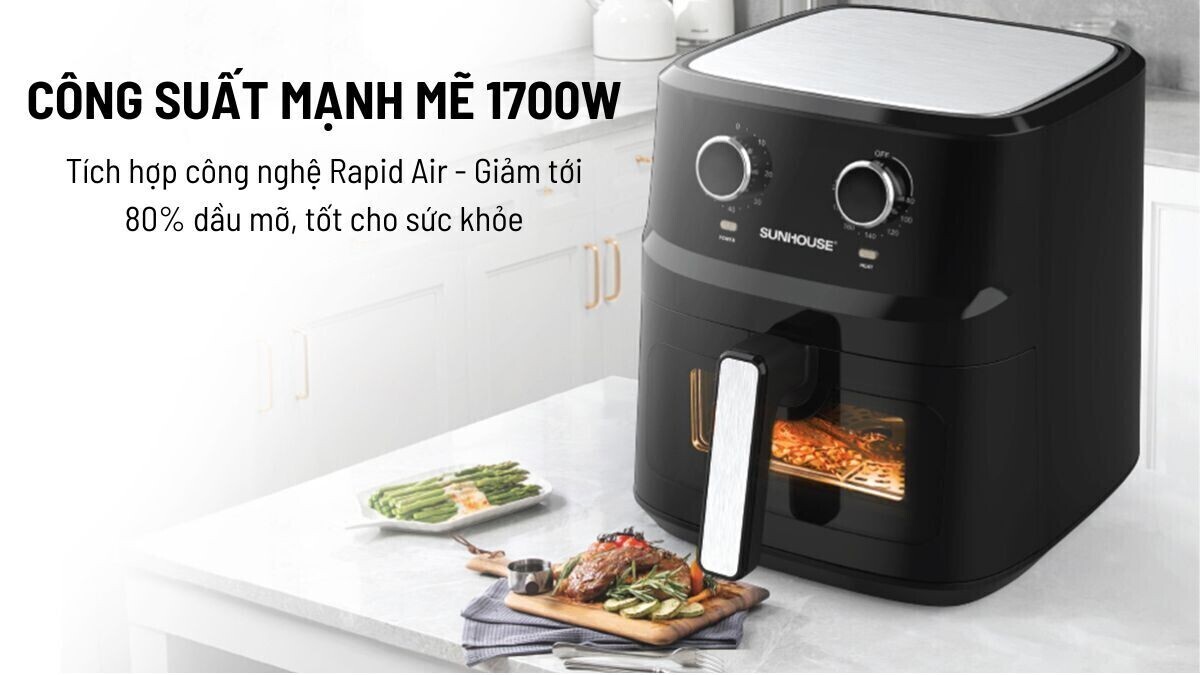 nồi chiên không dầu 6,5l sunhouse shd4030