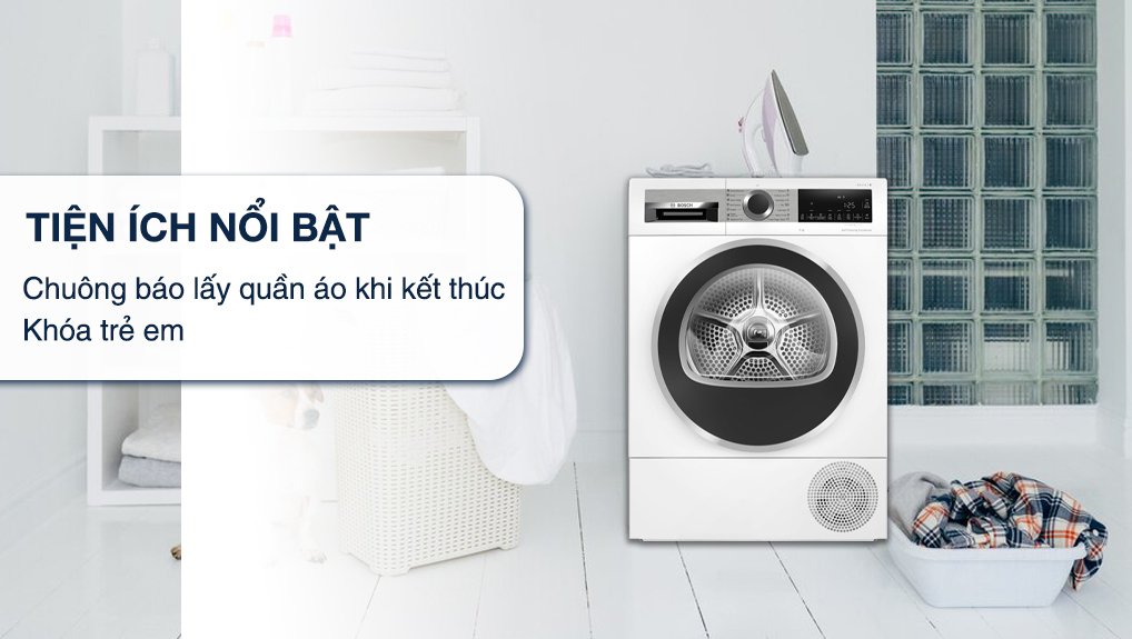máy sấy bơm nhiệt bosch 9 kg wqg24570sg