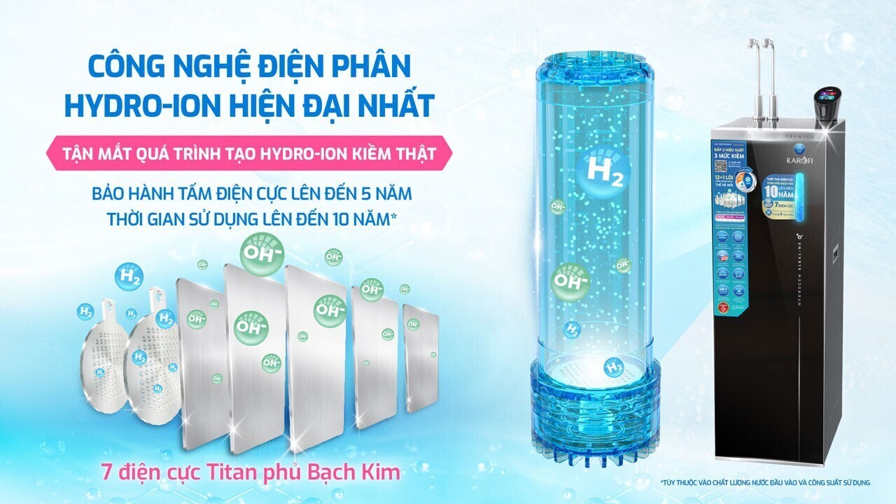 máy lọc nước nóng lạnh hydro-ion kiềm karofi kae-s88 promax