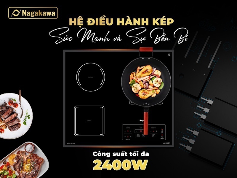 bếp ba 2 điện từ 1 hồng ngoại nagakawa nag1253m