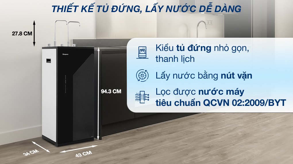 máy lọc nước ro nóng nguội lạnh kangaroo kg10a17 10 lõi
