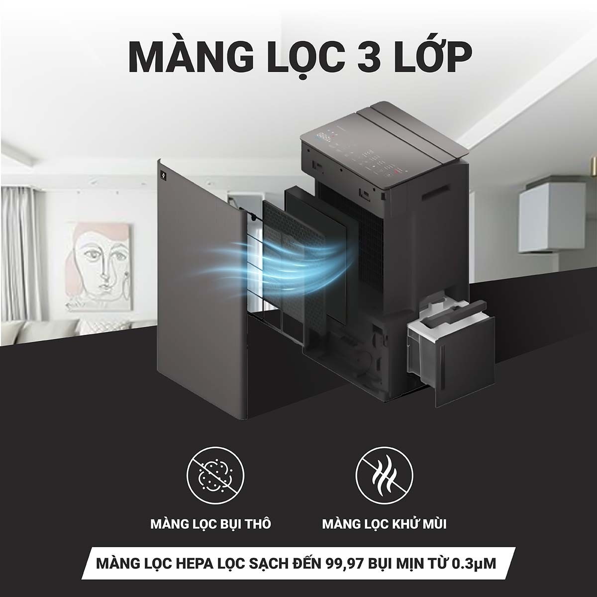 máy hút ẩm kết hợp lọc khí 30l sharp dw-t30fv-h