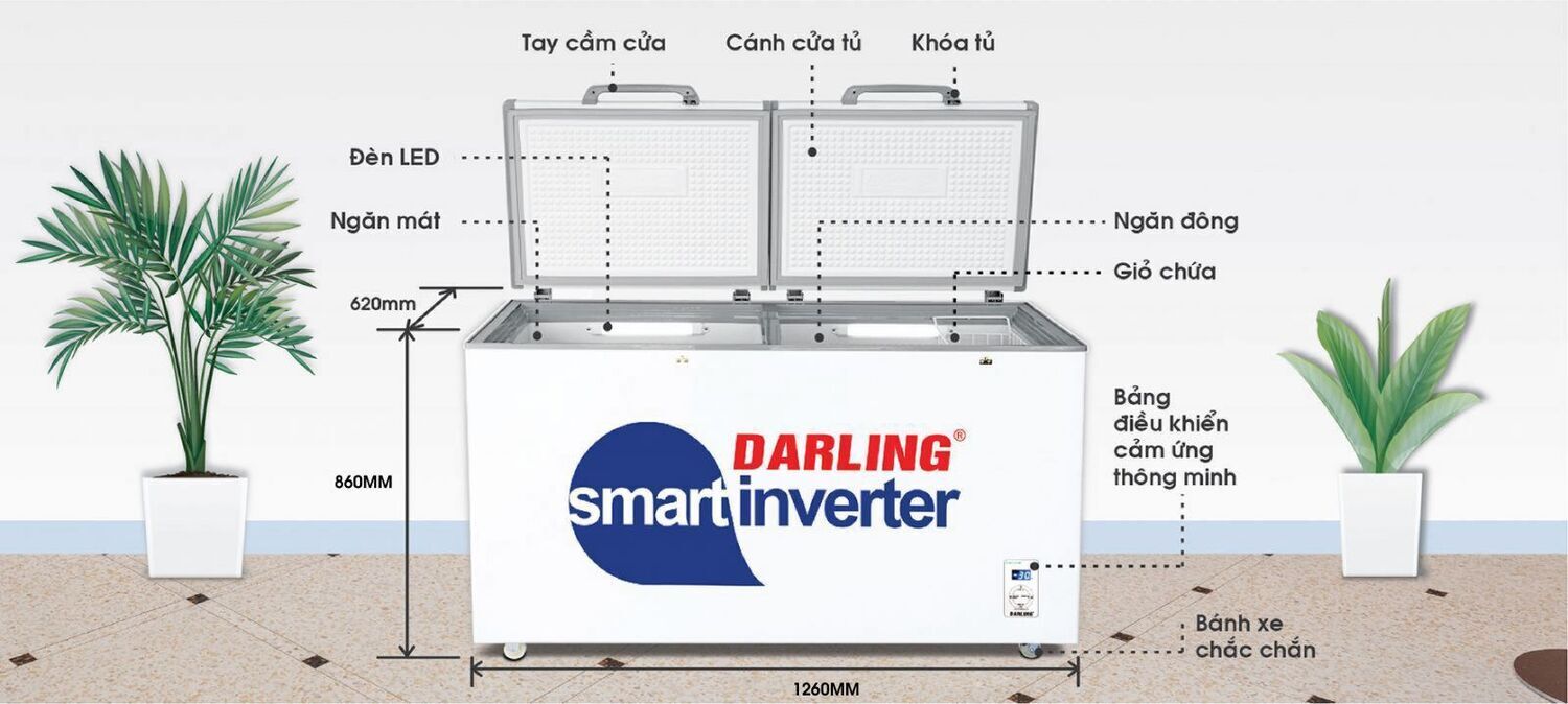 tủ đông mát darling 370 lít dmf-3699ws-4
