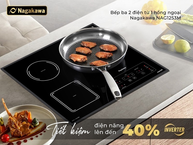 bếp ba 2 điện từ 1 hồng ngoại nagakawa nag1253m