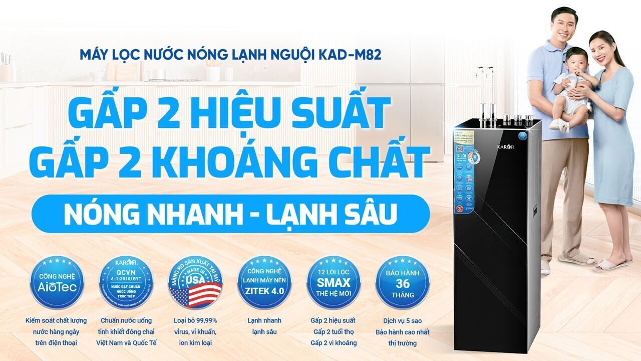 máy lọc nước nóng lạnh karofi kad-m82