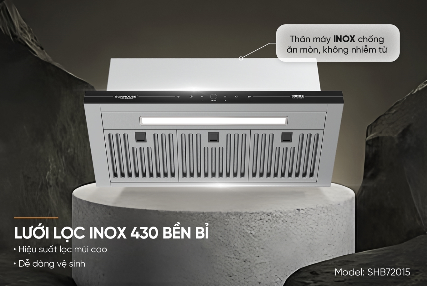 máy hút mùi âm tủ sunhouse shb72015