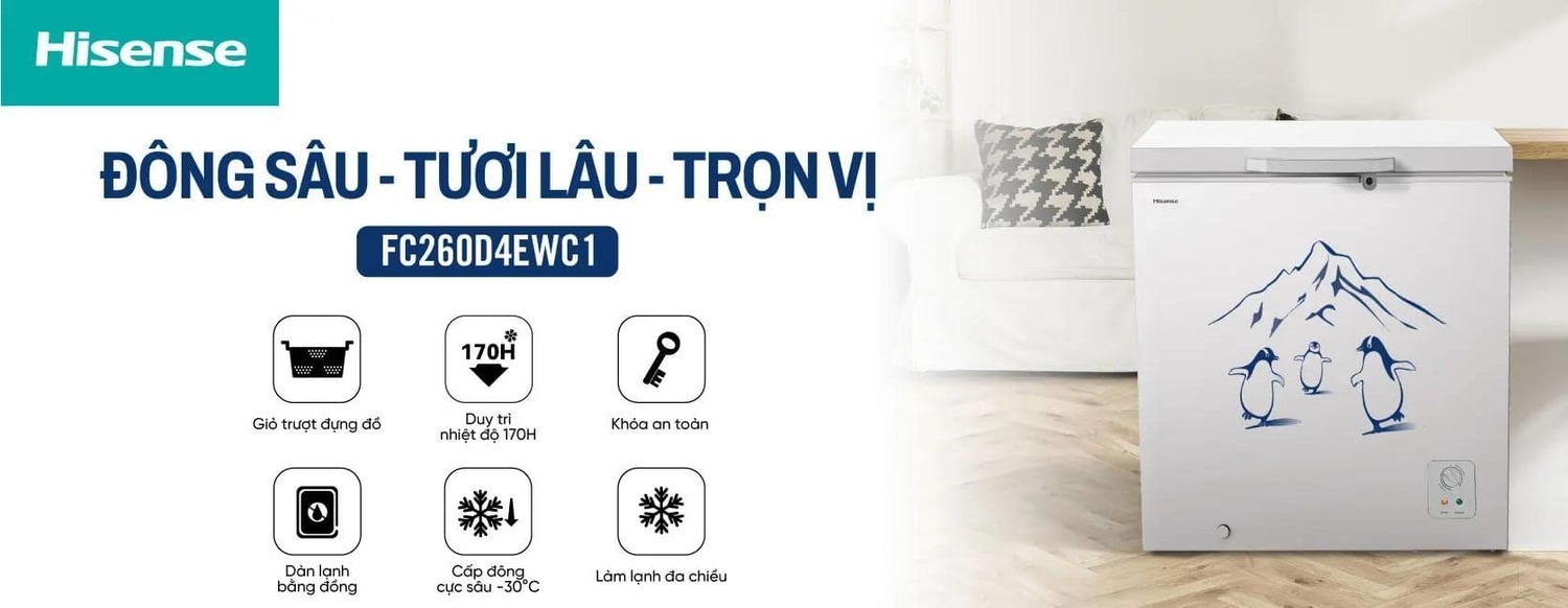 tủ đông hisense 202 lít fc260d4ewc1
