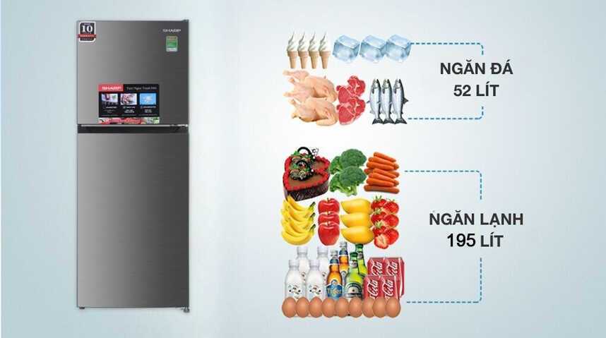 tủ lạnh sharp inverter 247 lít sj-x270v-sl