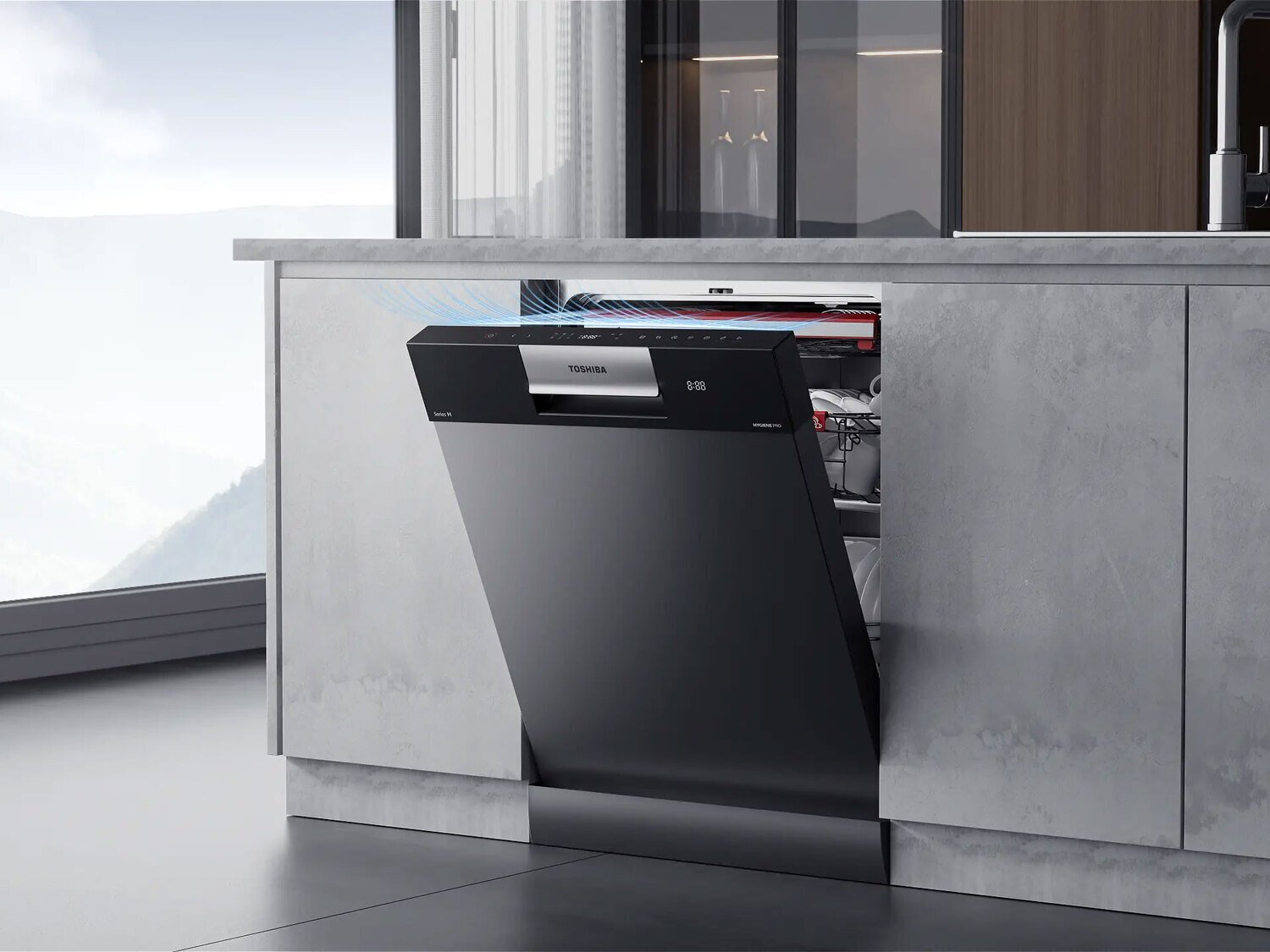 máy rửa chén toshiba originclean dw-15f7(g)-vn