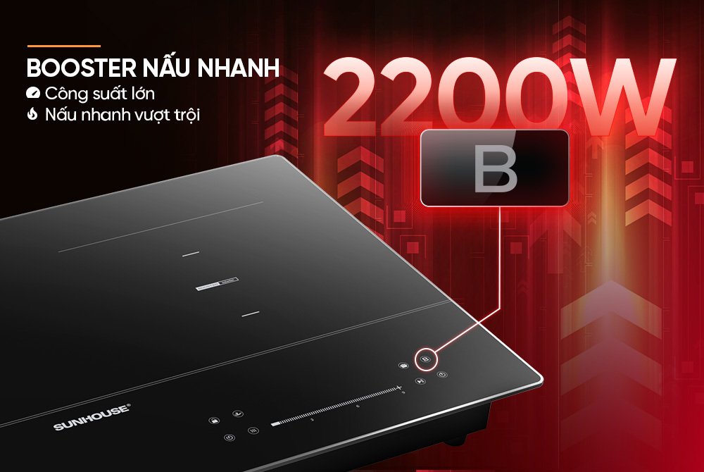 bếp đôi điện từ sunhouse shb82012