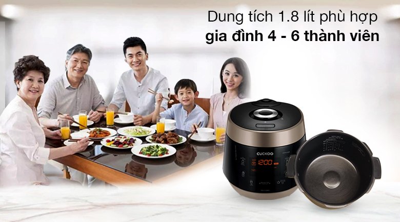 nồi cơm điện tử áp suất cuckoo 1.8 lít crp-pk1000s/bkcgvncv