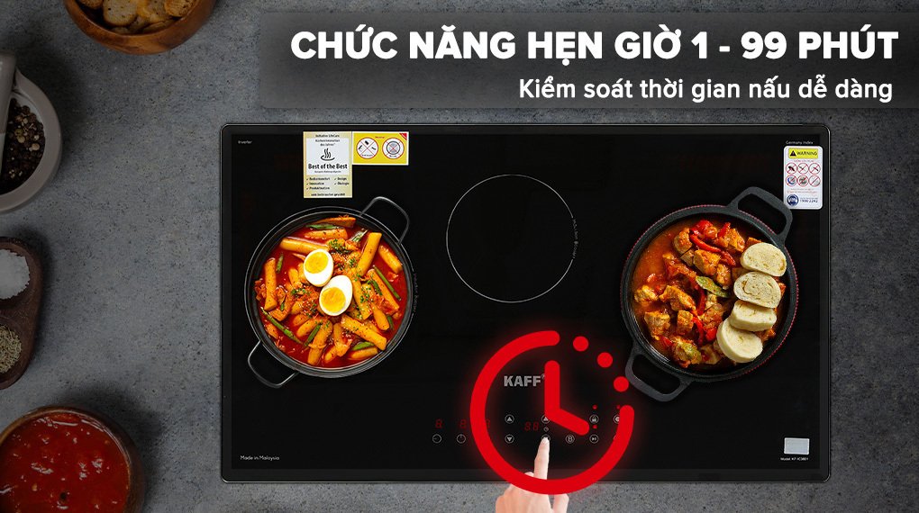 bếp từ hồng ngoại 3 vùng nấu âm kaff kf-ic3801 6000w